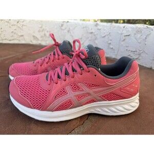 Asics Womens Jolt 2 Size 9 Running Sneakers Pink Gray White 1012A151